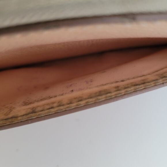 Coach Long Stripe Accordion Zip Around Light Pink White Crossgrain Leather Fair - Picture 7 of 12